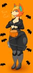 anthro big_breasts blonde_hair breasts clothed clothing cosplay female fur hair open_mouth simple_background solo text thick_thighs blackbetty animal_crossing nintendo audie_(animal_crossing) black_widow_(marvel) canid canine canis mammal wolf 6:13 hi_res