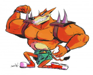 abs anthro biceps big_muscles bracelet clothing evil_grin eyebrows fangs flexing flexing_bicep footwear fur grin jewelry kneeling looking_at_viewer male muscular muscular_anthro muscular_arms muscular_male orange_body orange_fur pecs sharp_teeth shoes shoulder_pads simple_background smile solo spiked_shoulder_pads spikes tail tail_tuft tan_body tan_fur teeth thick_eyebrows triceps tuft white_background welpwhynot activision crash_bandicoot_(series) tiny_tiger dasyuromorph mammal marsupial recently_extinct_species thylacine 2018