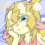 anthro blue_eyes blury blury_(character) bovid caprine femboy goat goat_ears horizontal_pupils icon looking_at_viewer low_res male mammal one_eye_closed pupils smile smiling_at_viewer solo wink winking_at_viewer