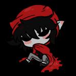 ambiguous_gender black_hair chibi clothing grey_body grey_skin hair jacket not_furry simple_background sitting solo topwear transparent_background cherboo homestuck ms_paint_adventures karkat_vantas alien alien_humanoid humanoid mammal troll_(homestuck) alpha_channel