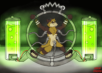 ambiguous_fluids anthro bdsm black_nose black_pawpads bondage bound brown_body brown_fur brown_hair brown_stripes brush brushing bubble electricity eyes_closed feet fist fur hair laboratory laugh male markings metal multicolored_body multicolored_fur nude open_mouth orange_body orange_fur pawpads paws pointy_ears prick_ears raised_arm robotic_arm short_hair snout solo spread_legs spreading striped_body striped_fur striped_markings striped_tail stripes tail tail_markings tickle_fetish tickle_torture tickling tickling_armpits tickling_belly tickling_feet tickling_machine tickling_sides wire undeadsparrow mammal procyonid raccoon 2022 2d_animation animated animated_gif motion_tweening short_playtime signature