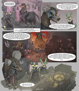 4_panel_comic ambiguous_gender anthro biped black_body black_nose black_sclera black_text blue_body bone broken_horn brown_eyes candle claws cloak clothed clothing coffin detailed_background dialogue eyewear feral fingers fur glasses green_body group holding_object holding_torch horn markings melee_weapon mouth_closed open_mouth paws pupils quadruped red_eyes scar sharp_teeth speech_bubble standing sword tail talking_to_another teeth text torch weapon weapon_on_back white_pupils wings yellow_eyes yellow_markings goblin_serf nintendo pokemon pokemon_mystery_dungeon spike_chunsoft eeveelution generation_2_pokemon generation_3_pokemon generation_4_pokemon generation_6_pokemon heracross houndoom latios leafeon legendary_pokemon meowstic monster pokemon_(species) sceptile skorupi umbreon 2025 artist_name comic english_text hi_res female_(lore)