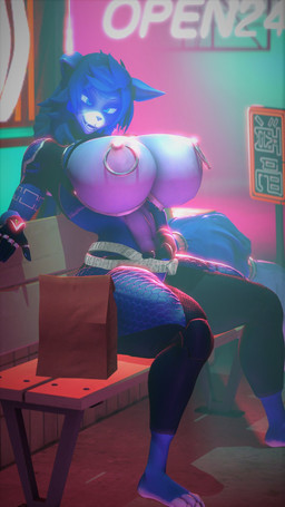 accessory anthro barefoot big_breasts blue_body blue_fur blue_hair bodysuit breasts clothing feet female fingering fur furgonomics hair huge_breasts jewelry looking_pleasured masturbation multicolored_body multicolored_fur nipple_piercing nipple_ring nipples paper_bag piercing pink_nipples ring ring_piercing sitting skinsuit solo tail tail_accessory tail_jewelry tail_ring tight_clothing two_tone_body two_tone_fur vaginal vaginal_fingering vaginal_masturbation visor white_body white_fur veryfluffy warfaremachine_(modeler) nintendo star_fox krystal_(star_fox) canid canine fox mammal 2023 3d_(artwork) 9:16 digital_media_(artwork) hi_res