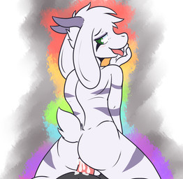 anal anal_penetration anthro anus balls blush bodily_fluids butt cum cum_drip cum_in_ass cum_inside cum_on_penis dripping duo erection fur genital_fluids genitals green_eyes half-closed_eyes happy happy_sex horn humanoid_genitalia humanoid_penis long_ears looking_at_viewer looking_back looking_pleasured male male/male male_on_bottom male_on_top male_penetrated male_penetrating male_penetrating_male narrowed_eyes nude on_bottom on_lap on_top open_mouth penetration penis rainbow rear_view reverse_cowgirl_position seductive sex shy simple_background sitting sitting_on_lap smile straddling tongue tongue_out white_body white_fur crackers_(artist) undertale undertale_(series) asriel_dreemurr_(god_form) boss_monster_(undertale) bovid caprine deer mammal 2017 digital_media_(artwork)