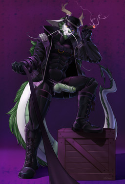 2_horns abs anthro balls bdsm beard big_ears big_tail biped black_boots black_bottomwear black_clothing black_footwear black_hat black_headwear black_jacket black_pants black_straps black_topwear boots bottomwear box cigar cigar_smoke closed_smile clothed clothing collar container dominant dominant_anthro dominant_male erection facial_hair first_person_view footwear foreskin front_view fu_manchu genitals glans gloves green_balls green_beard green_body green_facial_hair green_glans green_hair green_nose green_penis green_scales hair handwear hat head_horn headgear headwear holding_cigar holding_leash holding_object horn humanoid_genitalia humanoid_penis jacket knee_boots knee_highs leash leash_pull leashed_viewer leather leather_boots leather_bottomwear leather_clothing leather_footwear leather_gloves leather_handwear leather_hat leather_headgear leather_headwear leather_jacket leather_pants leather_strap leather_topwear legwear long_hair long_tail looking_at_viewer low-angle_view male metal_collar mouth_closed orange_eyes pants partially_clothed partially_retracted_foreskin pecs penis penis_poking_out penis_through_fly petplay purple_background ridged_penis roleplay scales scaly_tail shoes simple_background smile smiling_at_viewer smoke solo standing step_pose straps submissive submissive_pov tail textured_background thick_tail tight_clothing tight_topwear topwear unzipped unzipped_jacket unzipped_pants ventral_scales wearing_gloves white_body zipper purtropos mythology null_(jackostar) dragon mythological_creature mythological_scalie scalie 2023 absurd_res digital_media_(artwork) full-length_portrait hi_res portrait signature