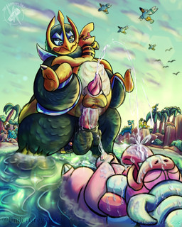 anal anal_orgasm anthro art_pack ball_slap balls beak big_balls bodily_fluids cum cum_covered cum_in_ass cum_in_water cum_inside cum_on_penis cumshot ejaculation erection exhibitionism feathers feet flippers genital_fluids genitals group group_sex hands-free held_up island male male/male masturbation messy orgasm partially_submerged penis public public_sex sea sex slap standing standing_in_water standing_sex sunrise tail tail_fetish tail_play tail_sex talons tapering_penis threesome toes tongue tongue_out trio tropical voyeur water undergreysnest nintendo pokemon ampharos avian azumarill bird bovid caprine cramorant empoleon flamigo generation_1_pokemon generation_2_pokemon generation_3_pokemon generation_4_pokemon generation_8_pokemon generation_9_pokemon lapras mammal penguin pokemon_(species) sheep slowking slowpoke squawkabilly wingull 4:5 colored dated hi_res shaded signature watermark