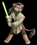 alternate_species anthro beard biped chibi clothing facial_hair fighting_pose furrification green_lightsaber holding_melee_weapon holding_object holding_sword holding_weapon lightsaber male mane melee_weapon pose robe simple_background smile smirk solo standing sword tail tail_tuft transparent_background tuft weapon cockiestspaniel star_wars qui-gon_jinn felid lion mammal pantherine 2011 5:6 alpha_channel