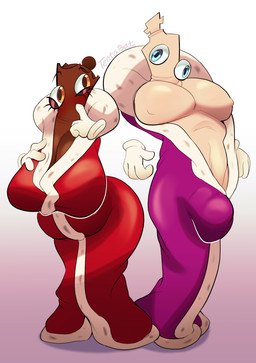4_fingers belly big_belly big_breasts big_bulge big_muscles big_pecs blue_eyes blush breasts brown_body bulge clothed clothing curvy_figure duo eyelashes female fingers floating_hands gloves gradient_background hand_on_own_breast handwear huge_breasts huge_bulge huge_pecs husband_and_wife light_body looking_at_another male male/female married_couple muscular muscular_male navel nipples not_furry nude_version_at_paywall orange_eyes overweight overweight_female pecs purple_clothing purple_robe red_clothing red_robe robe robe_only simple_background text thick_thighs v-cut voluptuous wide_hips tentabat glitch_productions the_amazing_digital_circus kinger_(tadc) queenie_(tadc) humanoid living_chess_piece 2026 alternate_version_at_paywall artist_name digital_drawing_(artwork) digital_media_(artwork)