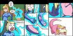 blonde_hair blue_eyes clothed clothing female hair pink_body solo species_transformation transformation what zero_suit dave_cheung metroid nintendo pokemon samus_aran generation_1_pokemon human mammal pokemon_(species) slowpoke crossover