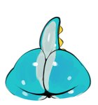 ambiguous_gender anthro big_butt blue_body blue_butt blue_tail butt digital_media_(artwork) disembodied_butt glistening glistening_body glistening_butt glistening_tail huge_butt mario_bros nintendo nude rear_view scalie simple_background solo sqoon tail thick_thighs white_background yoshi