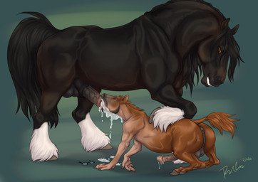 anthro anthro_on_anthro anthro_penetrated anthro_penetrating anthro_penetrating_anthro anus balls black_balls black_body black_fur black_penis black_tail bodily_fluids brown_body brown_eyes brown_fur cum cum_in_mouth cum_inside cum_on_ground duo erection eyes_closed feral feral_on_feral feral_penetrated feral_penetrating feral_penetrating_feral fur genital_fluids genitals grey_anus grey_balls grin human_to_feral male male/male male_penetrated male_penetrating male_penetrating_male mid_transformation narrowed_eyes oral oral_penetration penetration penile penile_penetration penis penis_in_mouth sex side_view smile species_transformation tail transformation vein veiny_penis white_body white_fur rufciu equid equine horse mammal 2024 dated hi_res signature
