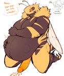 antennae_(anatomy) anthro bdsm belly biceps big_belly bondage bound claws dialogue duo fetal_movement fur huge_belly insect_wings kingb_(king_slabu) male male/male muscular muscular_male neck_tuft pregnant pregnant_anthro pregnant_male text toe_claws tuft wings king_slabu arthropod bee hyena hymenopteran insect mammal 2023 english_text hi_res