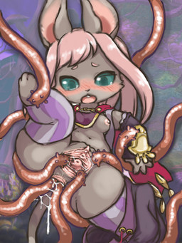 anal anal_penetration anthro anus armwear blush bodily_fluids breasts buckteeth cape cervix cervix_view clitoral_hood clitoris clothing cum cum_drip cum_in_ass cum_inside cum_on_tentacle cum_string detached_sleeves detailed_background dripping exposed_breasts female female_anthro forced fur game_background genital_fluids genitals glistening glistening_hair glistening_tentacles green_eyes grey_body grey_fur hair inner_labia legwear lifting long_hair long_tail looking_down navel nubbed_tentacles one_leg_up open_mouth pattern_clothing pattern_legwear penetration photo_background pink_hair raised_leg rape sex solo spread_legs spread_vulva spreading striped_clothing striped_legwear stripes tail teeth tentacle_in_ass tentacle_penetration tentacle_rape tentacle_sex tentacles thigh_highs undressed urethra vulva diru caravan_stories tatarin_(caravan_stories) gessy lagomorph leporid mammal rabbit 3:4 hi_res mixed_media photography_(artwork)