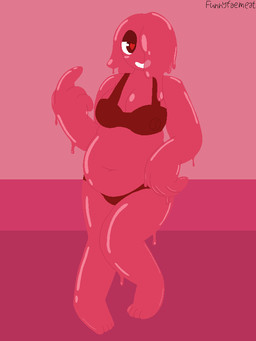 bedroom_eyes bikini breasts clothed clothing female glistening glistening_body heart_pupils inviting_viewer narrowed_eyes not_furry one_eye_obstructed overweight overweight_female overweight_humanoid pink_background pink_body red_eyes seductive simple_background smile solo swimwear teeth teeth_showing two-piece_swimsuit conditional_dnp funnyfaemeat incredibox sinbox sammy_(sinbox_lust) goo_creature humanoid 2025 3:4 digital_drawing_(artwork) digital_media_(artwork) lineless pixel_(artwork) signature