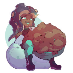 after_vore belly big_belly breasts dark_body dark_skin female female_pred group huge_belly multiple_prey overweight simple_background sitting vore white_background malachi21148 nintendo splatoon marina_(splatoon) aquatic cephalopod humanoid mollusk octarian octoling 1:1 2019 absurd_res hi_res