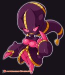 big_breasts black_background breasts cleavage clothed clothing eyelashes featureless_crotch featureless_feet feet female front_view looking_at_viewer pink_body pink_eyes pink_sclera purple_body simple_background smile solo thick_thighs wide_hips zipper zipper_mouth brachyzoid nintendo pokemon generation_6_pokemon humanoid mega_banette mega_evolution pokemon_(species) 2024