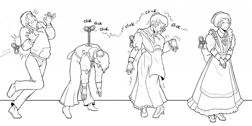 boots clicking clothed clothed_female clothed_human clothed_humanoid clothed_male clothing doll dress female footwear forced forced_transformation fully_clothed fully_clothed_female fully_clothed_human fully_clothed_humanoid fully_clothed_male gender_transformation high_heels human_to_humanoid human_to_inanimate identity_change identity_conversion identity_death inanimate_transformation machine maid_uniform male mental_transformation mind_control mtf_transformation not_furry shoes solo species_transformation sudden_transformation surprised transformation uniform wind-up_doll wind-up_key wind-up_toy marzipanrose animate_inanimate human humanoid mammal robot hi_res