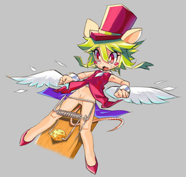 anthro bodily_fluids cheese crying dairy_products female food genitals mouse_trap navel solo tears trap_(contrivance) trapped vulva ohbunti mad_rat_dead nippon_ichi_software rat_god_(mad_rat_dead) mammal murid murine rat rodent