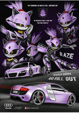 accessory anthro black_inner_ear black_nose black_sclera car female forehead_gem gem hair hair_accessory hairband holding_object holding_pen instagram_logo machine pen poster purple_body purple_ears purple_hair red_gem red_hairband smile solo text vehicle yellow_eyes book_subtraction audi hasbro instagram sega sonic_the_hedgehog_(series) takara_tomy transformers blaze_the_cat domestic_cat felid feline felis mammal robot robot_anthro 2026 artist_name colored crossover digital_media_(artwork) english_text hi_res multiple_images shaded