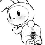 all_fours anthro anus bodily_fluids female gaping gaping_pussy genitals looking_at_viewer looking_back plushie pussy rear_view solo sweat rinrin_(pixiv) onegai_my_melody sanrio my_melody lagomorph leporid mammal rabbit 1:1 censored hi_res monochrome