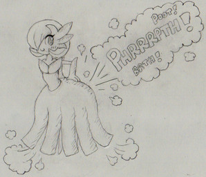big_butt blush blush_lines butt colorless_fart_cloud fart fart_cloud fart_fetish featureless_feet feet female hair hair_over_eye onomatopoeia simple_background smile solo sound_effects standing text three-quarter_view wide_hips drawful-s nintendo pokemon aria_(drawful-s) generation_6_pokemon humanoid mega_evolution mega_gardevoir pokemon_(species) 2014 full-length_portrait pen_(artwork) portrait sketch traditional_media_(artwork)