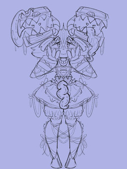 alternative_fashion belly_mouth bodily_fluids clothing cross-eyed drooling frilly frilly_clothing gem hooves j-fashion jewelry lace living_hair lolita_(fashion) long_tongue necklace open_mouth pearl_(gem) pearl_necklace ribbons saliva smile smiling_at_viewer teeth tentacles tongue twintails_(hairstyle) inkdoll animate_inanimate mimic mimic_chest monster sketch