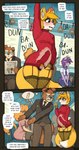 anal anal_masturbation anthro canid canine chastity_cage chastity_device clothed clothing comic crossdressing fox fucking_machine girly hi_res husdur machine mammal masturbation miles_prower sega solo sonic_the_hedgehog_(series)