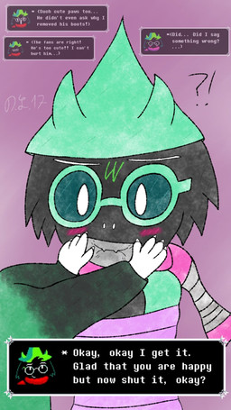 alternate_universe bdsm bondage bound captured gag gagged restrained text devluca17 deltarune ribbit undertale_(series) noyno ralsei 9:16 english_text hi_res
