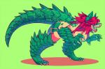 anthro eyewear female glasses green_body green_scales hair nude open_mouth scales solo standing skymachine sagira crocodile crocodilian reptile scalie