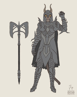 anthro armor axe brown_body brown_fur clothing costume fangs fantasy female fur grey_armor headgear helmet horn horned_helmet medieval multicolored_body orange_eyes solo standing tail teeth two_tone_body ocelotka microsoft the_elder_scrolls ocelotka_(ocelotka) felid feline hybrid khajiit mammal ork digital_media_(artwork) full-length_portrait model_sheet portrait