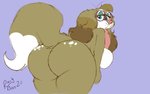 alternate_species anthro big_breasts big_butt breasts butt eyewear eyewear_only female glasses glasses_only huge_butt looking_back mature_anthro mature_female nude raised_tail simple_background solo tail wearing_glasses rachellebun rachelle canid canine canis domestic_dog mammal 16:10 widescreen