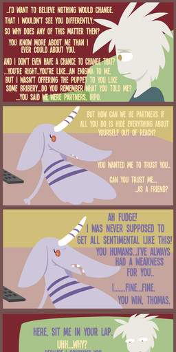 brown_eyes button_(fastener) button_eyes clothed clothing dialogue doll duo fully_clothed hair holidays horn inside long_ears male open_mouth possession puppet purple_text simple_background teeth text yellow_text shane_frost halloween thomas_(shane_frost) animate_inanimate human living_doll living_puppet mammal 2018 comic digital_media_(artwork) english_text hi_res
