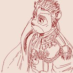 anthro cape clothing eyebrows male noble prince royalty solo suit thick_eyebrows run_aki anothereidos_of_dragon_vein_r kafka_(anothereidos_r) felid lion mammal pantherine 1:1 low_res sketch