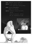 anthro biped blurred_background bodily_fluids border bottomwear breasts clothing covering covering_face dripping_pussy duo duo_transformation dust_cloud egg egg_from_pussy electronics female front_view genital_fluids genitals growth hair headgear headphones headset human_to_anthro mid_transformation night non-mammal_hair non-mammal_pussy outside oviposition phone_call ponytail pussy rear_view rubble species_transformation spread_legs spreading standing tail tail_growth text topwear torn_bottomwear torn_clothing torn_topwear transformation vaginal_fluids white_border koopacap dinosaur prehistoric_species reptile scalie theropod tyrannosaurid tyrannosauroid tyrannosaurus tyrannosaurus_rex 2023 artist_name english_text hi_res monochrome
