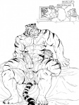 abs anal anal_penetration anthro anthro_on_anthro anthro_penetrated anthro_penetrating anthro_penetrating_anthro anus arm_grab balls bed bent_legs biceps big_muscles big_penis bodily_fluids body_part_in_ass claws clenched_teeth cum cum_covered cum_in_ass cum_inside cum_on_arm cum_on_balls cum_on_belly cum_on_body cum_on_chest cum_on_face cum_on_leg cum_on_own_face cum_on_penis cum_on_self cum_while_penetrated cutaway duo_focus elbow_grab erection excessive_cum excessive_genital_fluids fangs fur furniture gaming genital_fluids genitals glans group hand_on_arm hand_on_elbow hand_on_leg hand_on_thigh humanoid_genitalia humanoid_penis leaking leg_grab legs_over_edge lying male male/male male_on_bottom male_on_top male_penetrated male_penetrating male_penetrating_male markings messy muscular muscular_male nipples nude on_bottom on_top over_edge pecs penetration penile penile_penetration penis penis_in_ass pornography recording reverse_cowgirl_position screen sex simple_background spread_legs spreading stripes sweat tail teeth thigh_grab toe_claws tongue voyeur white_background grisser felid lion mammal pantherine tiger 3:4 black_and_white monochrome sketch