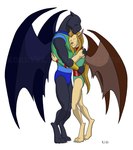 anthro armlet clothing duo eyes_closed female hair hug male wings kordyne disney gargoyles maggie_reed_(gargoyles) talon_(gargoyles) felid mammal mutate_(gargoyles) 2020 digital_media_(artwork)