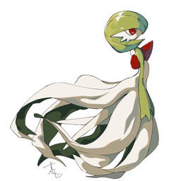 ambiguous_gender biped cheek_spikes chest_spike facial_spikes floating green_body not_furry pseudo_clothing pseudo_dress pseudo_hair red_eyes side_view simple_background skinny_ambiguous skinny_humanoid solo spikes spikes_(anatomy) thin_legs white_background white_body white_sclera supiraji_penpen nintendo pokemon gardevoir generation_3_pokemon humanoid pokemon_(species) 1:1 digital_drawing_(artwork) digital_media_(artwork) hi_res shaded signature