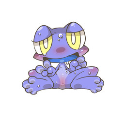 ambiguous_anthro ambiguous_gender anthro belly blush chibi double_v_sign featureless_crotch front_view gesture hand_gesture looking_at_viewer lying on_back open_mouth open_smile reclining semi-anthro simple_background smile solo spread_legs spreading v_sign wet white_background yellow_eyes mukomizu_kintora amphibian frog 1:1 2015