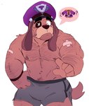 anthro bottomwear brown_body brown_fur brush clothing fluffy fluffy_tail fur hat headgear headwear looking_at_viewer male male_anthro monotone_background muscular muscular_male nipples pecs simple_background solo tail tuft underwear white_background mrpandhew brawl_stars supercell_(company) ruffs canid canine canis domestic_dog mammal 2023 digital_drawing_(artwork) digital_media_(artwork) english_description hi_res portrait three-quarter_portrait