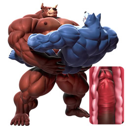 5_fingers 5_toes anal anal_penetration anthro anthro_on_anthro anthro_penetrated anthro_penetrating anthro_penetrating_anthro balls biceps big_muscles big_pecs biped bouncing_balls butt cutaway duo erection feet fingers foreskin genitals grin horn huge_muscles humanoid_genitalia humanoid_penis hyper internal looking_back male male/male male_penetrated male_penetrating male_penetrating_male muscular muscular_anthro muscular_arms muscular_male nipples nude open_mouth pecs penetration penis retracted_foreskin sex simple_background smile snout stand_and_carry_position standing standing_sex teeth thick_thighs toes white_background asagiri1988 bear canid canine hybrid mammal 1:1 2015 3d_(artwork) 3d_animation animated digital_media_(artwork) loop no_sound short_playtime video