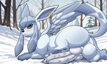 animal_genitalia animal_penis balls big_balls big_penis butt canine_genitalia canine_penis erection feral genitals huge_balls huge_penis knot looking_at_viewer male penile_spines penis presenting presenting_penis snow solo tail sallandril nintendo pokemon fan_character eeveelution generation_4_pokemon glaceon pokemon_(species) 5:3 digital_media_(artwork) hi_res
