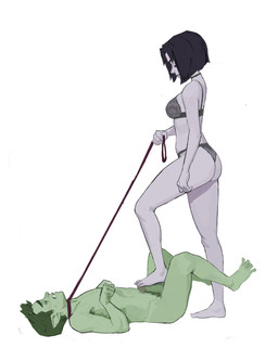 5_fingers 5_toes armpit_hair bdsm biped black_choker black_eyebrows black_eyes black_hair black_jewelry black_necklace bodily_fluids body_hair bra breasts butt choker clenched_teeth clothed clothed/nude clothed_female clothed_human clothing collar collar_only dominant dominant_female dominant_human duo erection eyebrows feet female female_human fingers foot_fetish foot_on_penis foot_play forehead_gem foreskin gem genitals glans green_body green_eyebrows green_hair green_penis green_pubes green_skin grey_body grey_bra grey_clothing grey_glans grey_lips grey_panties grey_penis grey_skin grey_underwear hair holding_leash holding_object human_on_humanoid humanoid_feet humanoid_genitalia humanoid_penis humanoid_pointy_ears interspecies jewelry leash leashed_collar legs_up lingerie lips looking_down looking_down_at_partner lying male male/female male_humanoid medium_breasts midriff mouth_closed multicolored_penis narrowed_eyes necklace not_furry nude nude_humanoid nude_male on_back panties paw_pose penile penis petplay plantigrade pointy_ears pose pubes puppyplay purple_collar purple_leash red_gem retracted_foreskin roleplay short_hair side_view simple_background submissive submissive_humanoid submissive_male sweat sweaty_face teeth toes two_tone_penis underwear white_background amugea dc_comics teen_titans beast_boy raven_(dc) human humanoid mammal 2025 absurd_res hi_res