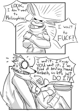 anthro blush buckteeth crossed_arms duo female gesture hand_gesture male muffler nervous pointing pointing_at_another scarf speech_bubble teeth text yelling dragonweirdo beastars haru_(beastars) legoshi_(beastars) canid canine canis lagomorph leporid mammal rabbit wolf absurd_res comic english_text hi_res monochrome