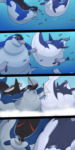 belly belly_expansion blue_body blue_fin blue_tail blush boat dolphin_tail dorsal_fin expansion female feral fin grey_body grey_fin group morbidly_obese morbidly_obese_feral obese obese_female obese_feral object_vore overweight overweight_female overweight_feral ship tail unbirthing underwater vaginal vehicle vore water watercraft weight_gain white_belly dolphinproject aquatic cetacean dolphin fish mammal oceanic_dolphin orca pinniped seal toothed_whale 2025 absurd_res comic hi_res