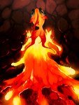 ambiguous_gender fire lava molten solo swimming andkyuryuu nintendo pokemon chi-yu cyprinid cypriniform fish generation_9_pokemon goldfish legendary_pokemon marine pokemon_(species) 3:4 hi_res