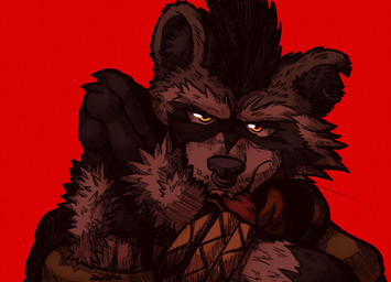 accessory amber_eyes anthro biped brown_body brown_fur claw_fingers claws clothed clothing ear_piercing ear_ring facial_piercing fully_clothed fur green_hair hair jewelry male mischievous mischievous_smile mohawk multicolored_body multicolored_fur nose_piercing nose_ring open_mouth orange_eyes piercing red_background red_lighting ring_piercing rubbing_hands simple_background solo teeth tongue tongue_out white_body white_fur yellow_eyes jwbash epic_games fortnite freaky_(meme) rufus_(fortnite) sukuna_(jujutsu_kaisen) mammal procyonid raccoon 2026 absurd_res digital_media_(artwork) hatching_(art) hi_res meme shaded