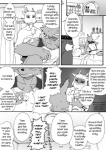 anthro bovid canid canine canis caprine chest_tuft comic cotton_(artist) dialogue english_text fur goat greyscale horizontal_pupils male mammal monochrome pupils text tooboe_bookmark tuft wolf