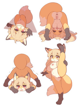 anthro anus ass_up black_body black_fur blush bodily_fluids breasts butt countershading duo eyebrow_through_hair eyebrows female fluffy fluffy_tail fur genitals gesture gloves_(marking) hair happy leg_markings looking_at_viewer lying markings navel nipples nude on_back on_front orange_body orange_fur peach_eyes presenting presenting_hindquarters raised_leg raised_tail shaking simple_background socks_(marking) tail tears translucent translucent_hair trembling vulva waving waving_at_viewer white_background white_body white_countershading yellow_eyes young young_anthro young_female matsuura canid canine fox mammal red_fox true_fox 2026 3:4 colored digital_drawing_(artwork) digital_media_(artwork) hi_res shaded