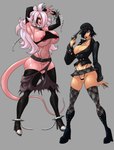 alternative_fashion andoid_21 big_breasts black_sclera boots breasts chain clothed clothing duo ear_piercing female footwear goth hair hat headgear headwear high_heeled_boots high_heels humanoid_pointy_ears legwear long_hair not_furry piercing pink_body pink_skin pointy_ears red_eyes shoes simple_background thick_thighs thigh_highs white_hair thebigbadwolf01 atlus dragon_ball dragon_ball_fighterz megami_tensei megami_tensei_persona persona_(series) persona_4 sega android_21 majin_android_21 naoto_shirogane alien alien_humanoid human humanoid majin mammal 2022 absurd_res crossover digital_media_(artwork) hi_res