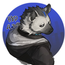 anthro black_hair blue_hair clothed clothing collar eyebrow_piercing facial_piercing fur grey_body grey_fur hair hood hood_down jacket looking_away male multicolored_hair piercing solo tail topwear tuft two_tone_hair o_tout0 arknights hypergryph studio_montagne spot_(arknights) hyena mammal spotted_hyena 2026 digital_media_(artwork) hi_res